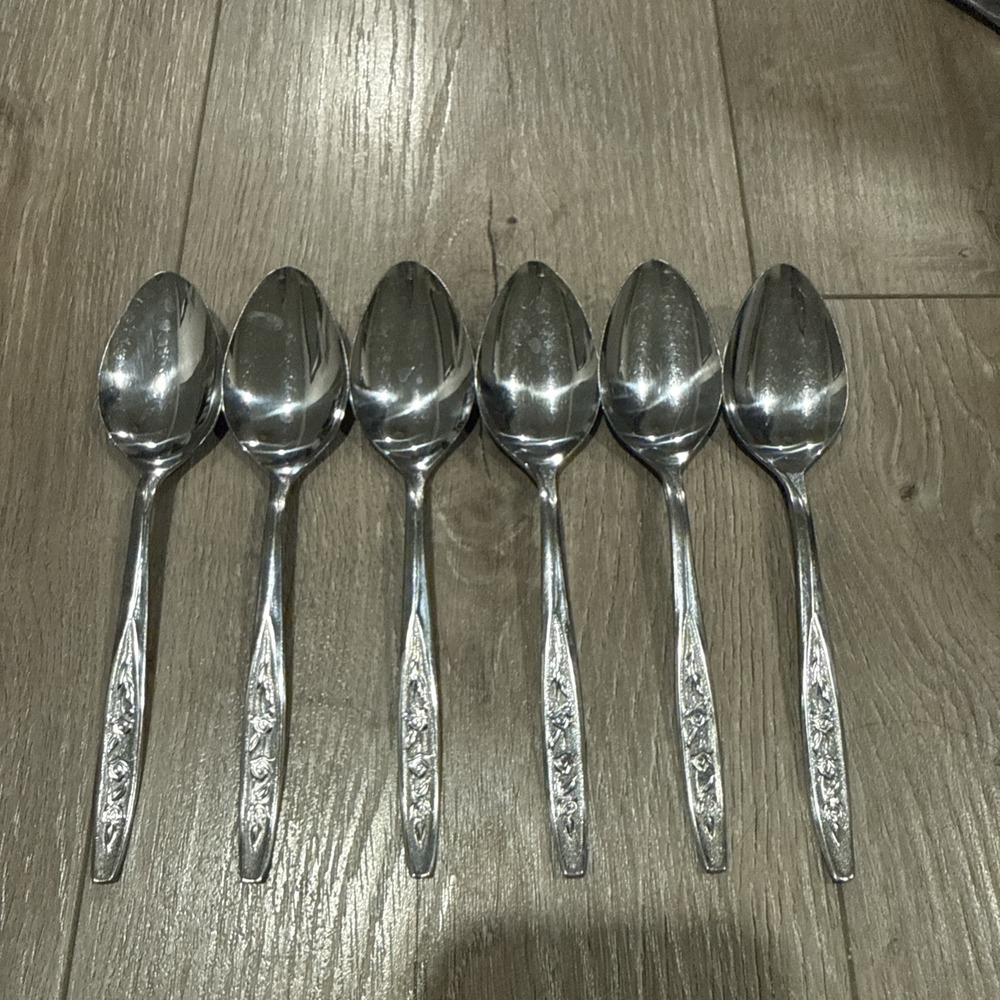 Ekco‎ Rose Cotillion Stainless Flatware Oval Place Spoons 6 pcs  Taiwan